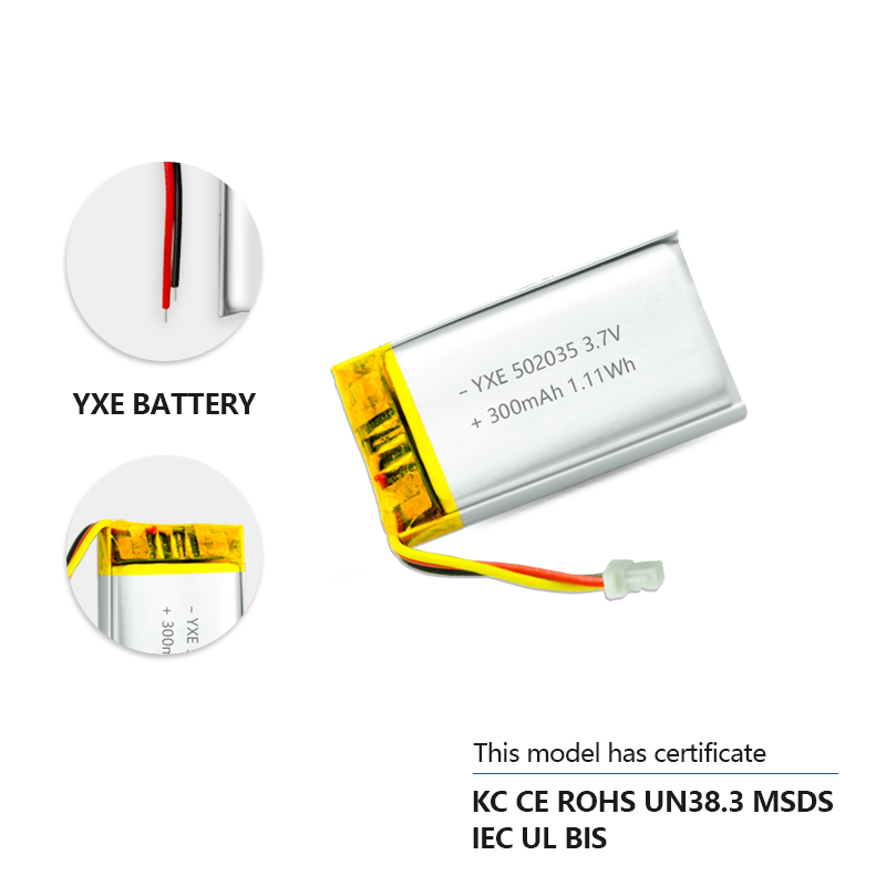3.7 V Li-ion Battery 502035-300mah